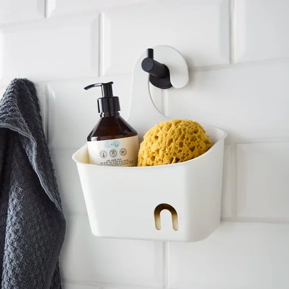 Small Shower Caddy with Hook - White, Plastic