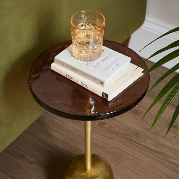 Small Side Table - Caramel, Recycled Glass