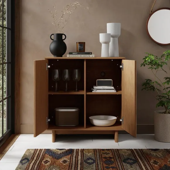 Small Sideboard with Carved Design - Oak, Wood
