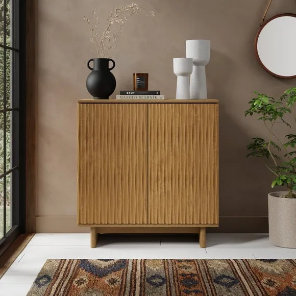 Small Sideboard with Carved Design - Oak, Wood image