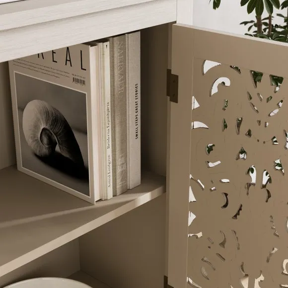 Small Sideboard with Carved Doors - Grey