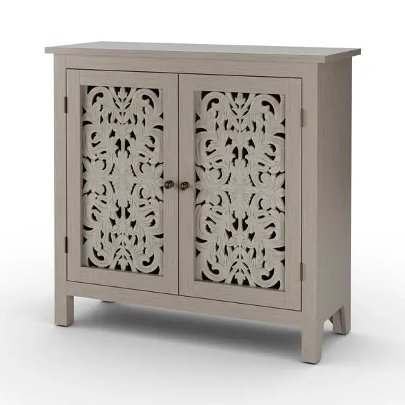 Small Sideboard with Carved Doors - Grey
