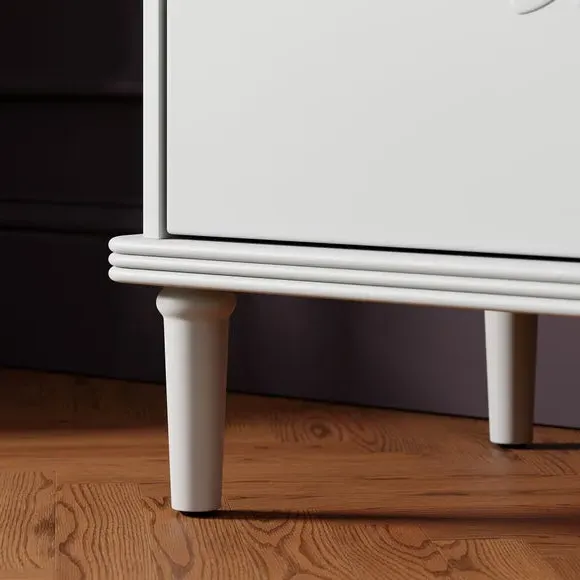 Small Sideboard with Carved Doors - White, Pine