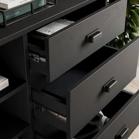 Small Sideboard with Drawers - Black Oak