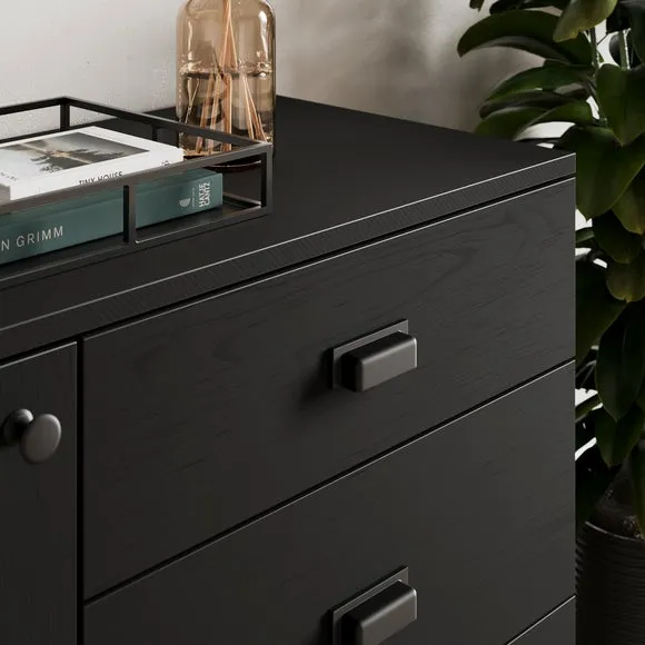 Small Sideboard with Drawers - Black Oak