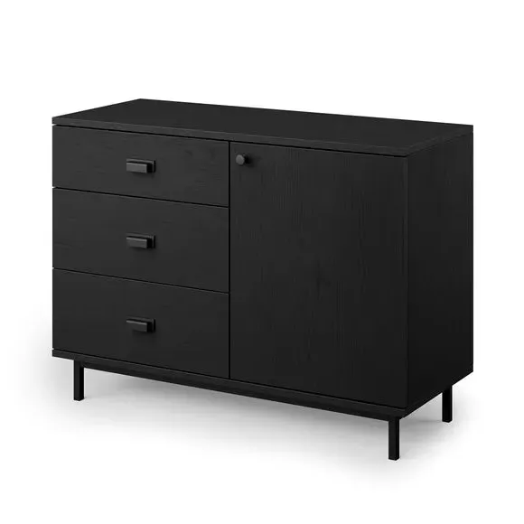 Small Sideboard with Drawers - Black Oak