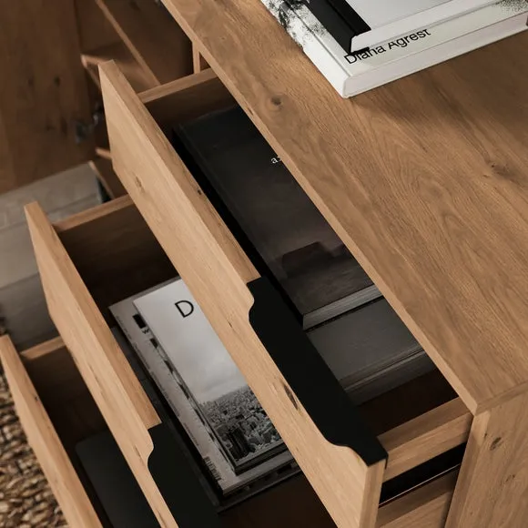 Small Sideboard with Metal Legs - Oak, Wood