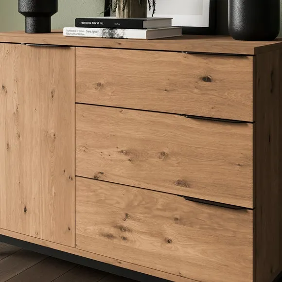 Small Sideboard with Metal Legs - Oak, Wood