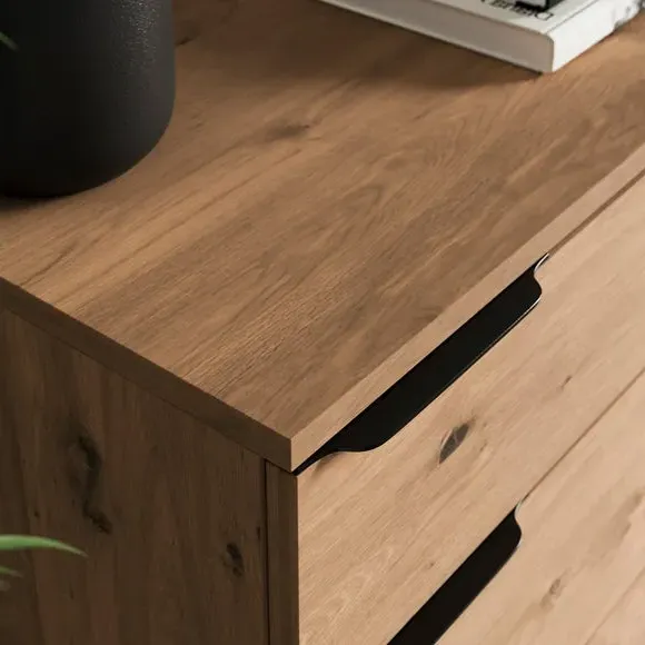 Small Sideboard with Metal Legs - Oak, Wood