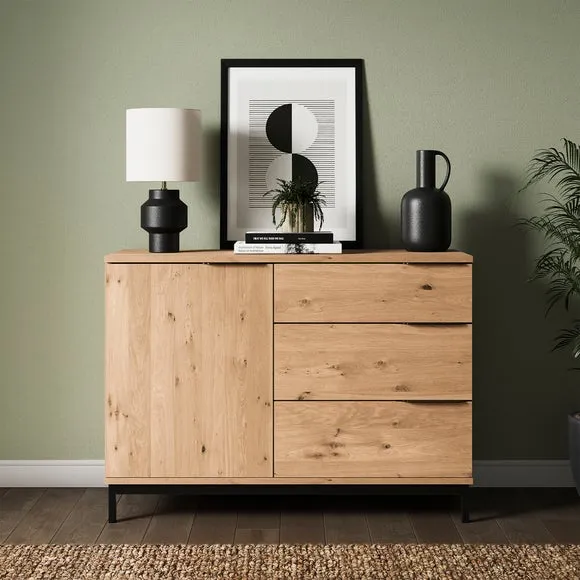 Small Sideboard with Metal Legs - Oak, Wood image