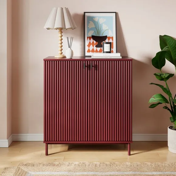 Small Sideboard with Ribbed Detail - Burgundy, Wood image