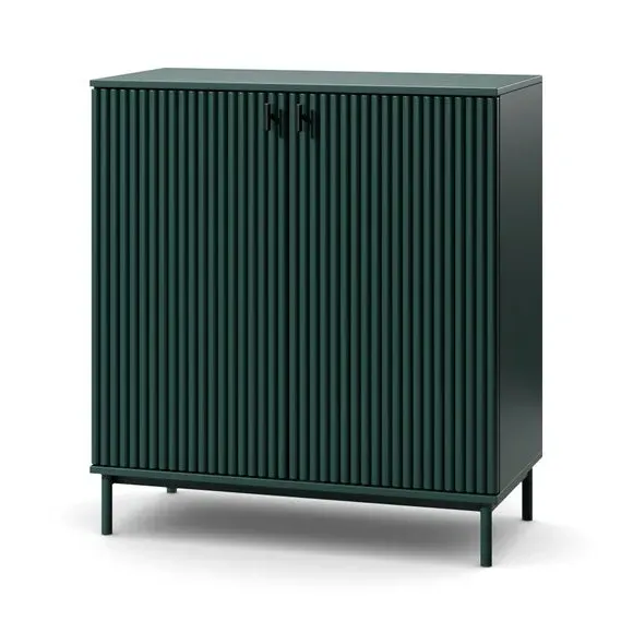 Small Sideboard with Ribbed Detail - Green, Wood