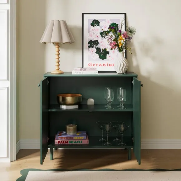 Small Sideboard with Scallop Detail - Green