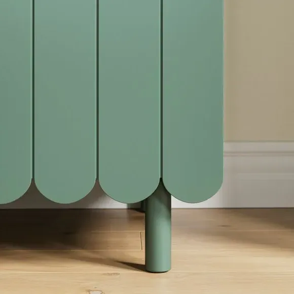 Small Sideboard with Scallop Detail - Green