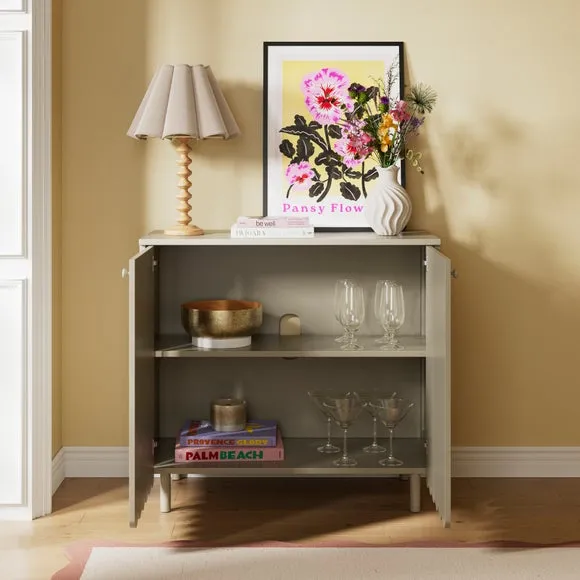 Small Sideboard with Scallop Detail - Stone