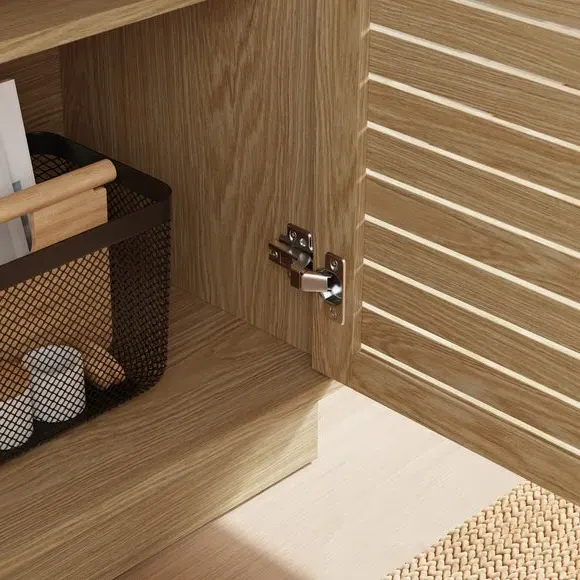 Small Sideboard with Slatted Front - Light Wood