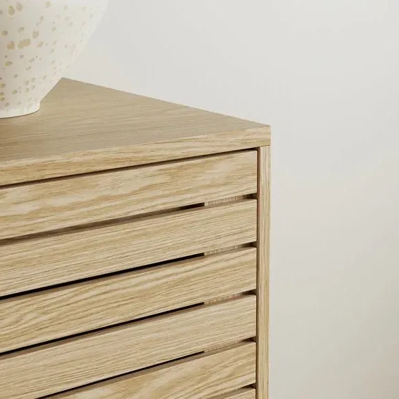 Small Sideboard with Slatted Front - Light Wood