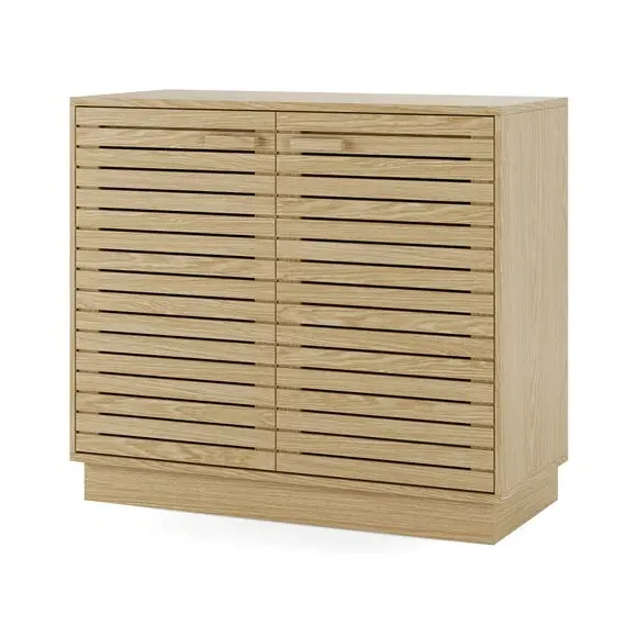 Small Sideboard with Slatted Front - Light Wood