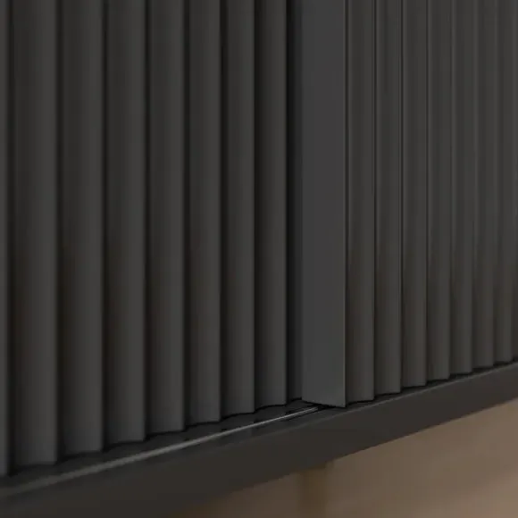 Small Sideboard with Sliding Doors - Black, Oak