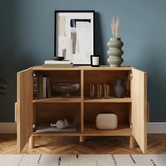 Small Sideboard with Storage - Oak, Wood