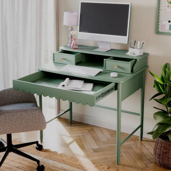 Small Step Up Desk with Drawers - Lilypad