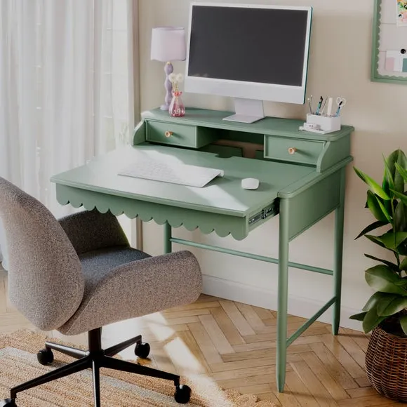 Small Step Up Desk with Drawers - Lilypad