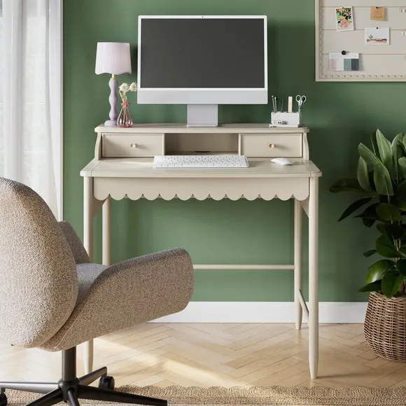 Small Step Up Desk with Drawers - Natural