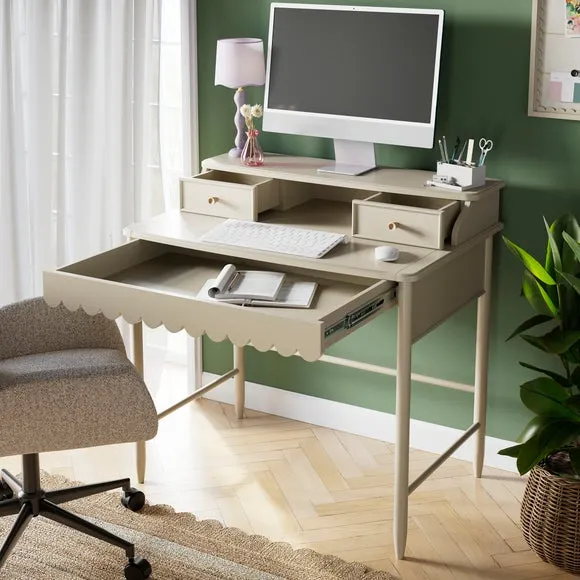 Small Step Up Desk with Drawers - Natural