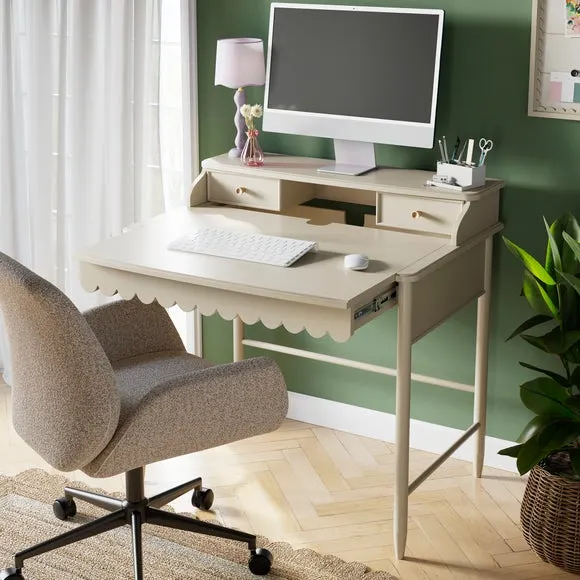 Small Step Up Desk with Drawers - Natural