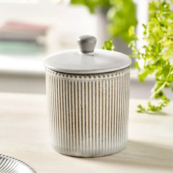 Small Storage Canister with Lid - Grey, Stoneware image