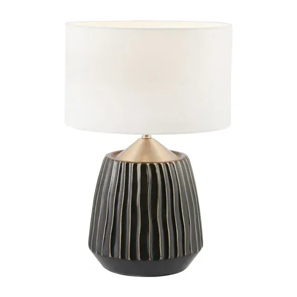 Small Table Lamp with Fabric Shade - White, Ceramic