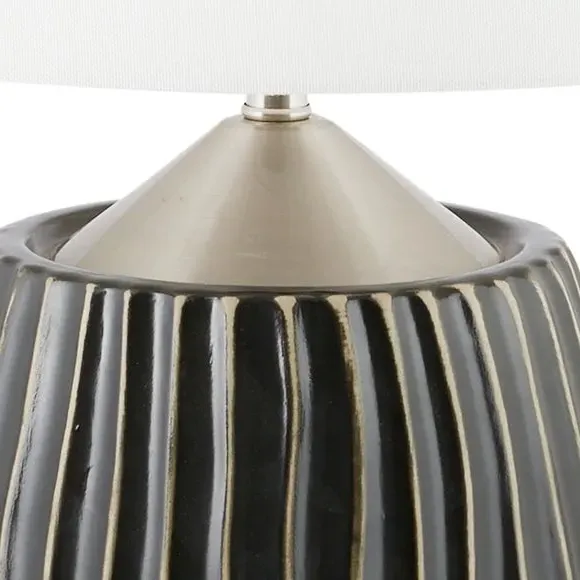 Small Table Lamp with Fabric Shade - White, Ceramic