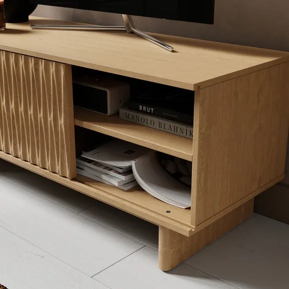 Small TV Unit with Storage - Oak, Wood
