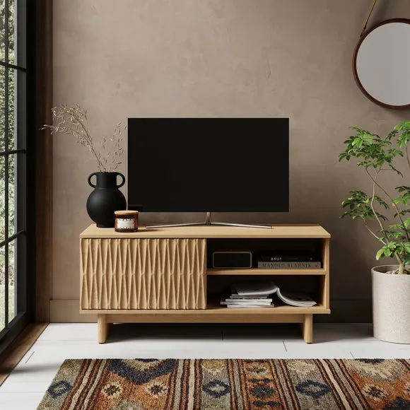 Small TV Unit with Storage - Oak, Wood image