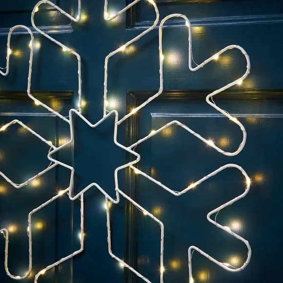 Snowflake LED Decoration - White, Metal