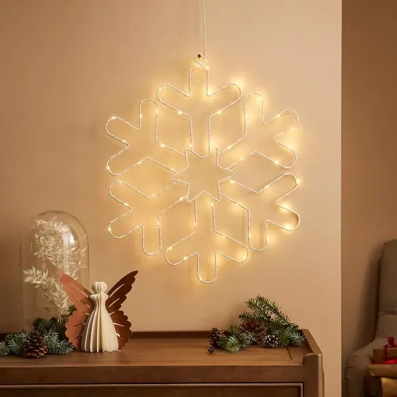 Snowflake LED Decoration - White, Metal