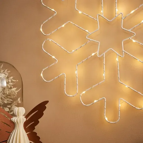 Snowflake LED Decoration - White, Metal