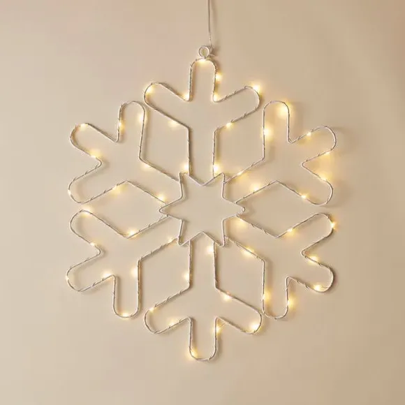 Snowflake LED Decoration - White, Metal