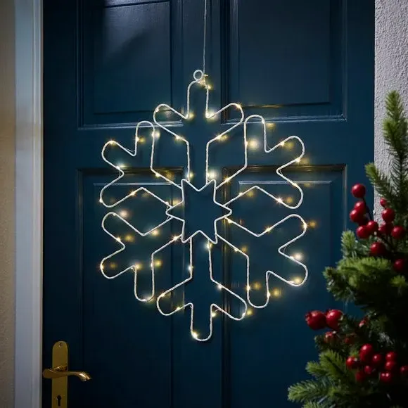 Snowflake LED Decoration - White, Metal image