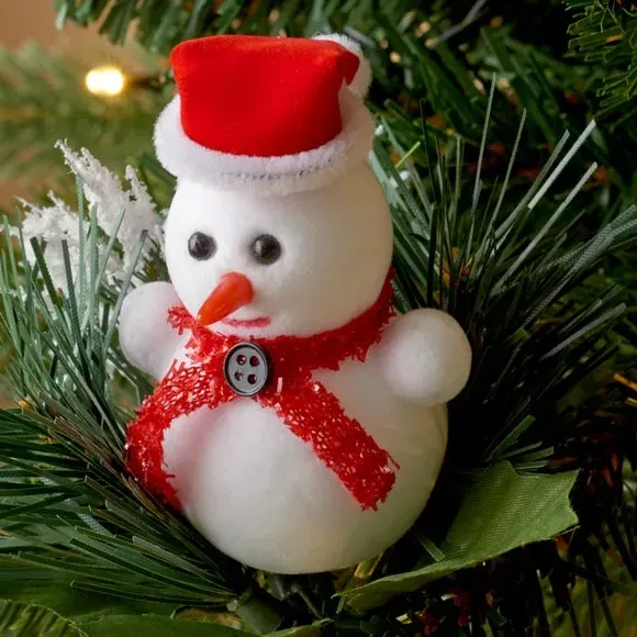 Snowman Christmas Pick - Green, Pine Foliage