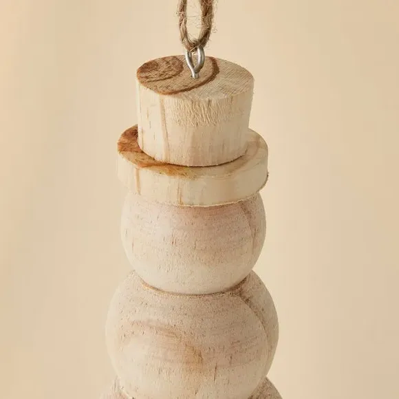 Snowman Hanging Decoration - Natural, Wood