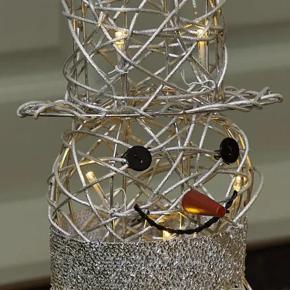 Snowman LED Light Display - Silver, Rattan