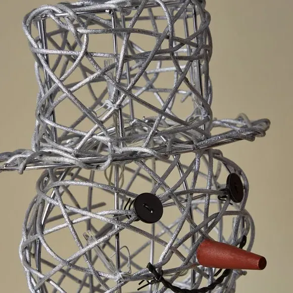 Snowman LED Light Display - Silver, Rattan