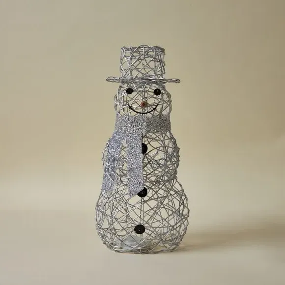 Snowman LED Light Display - Silver, Rattan