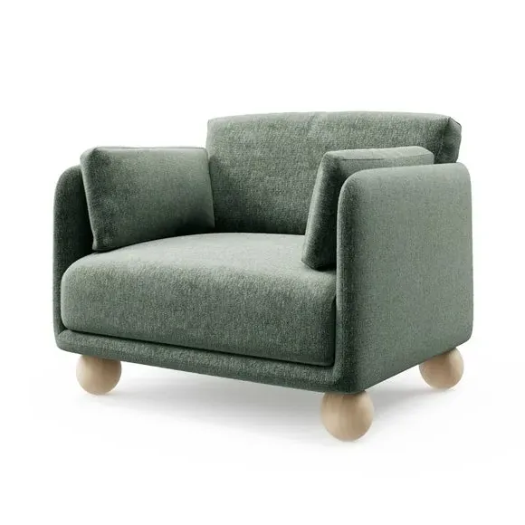 Snuggle Chair with Ball Feet - Bottle Green, Chenille