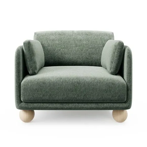 Snuggle Chair with Ball Feet - Bottle Green, Chenille