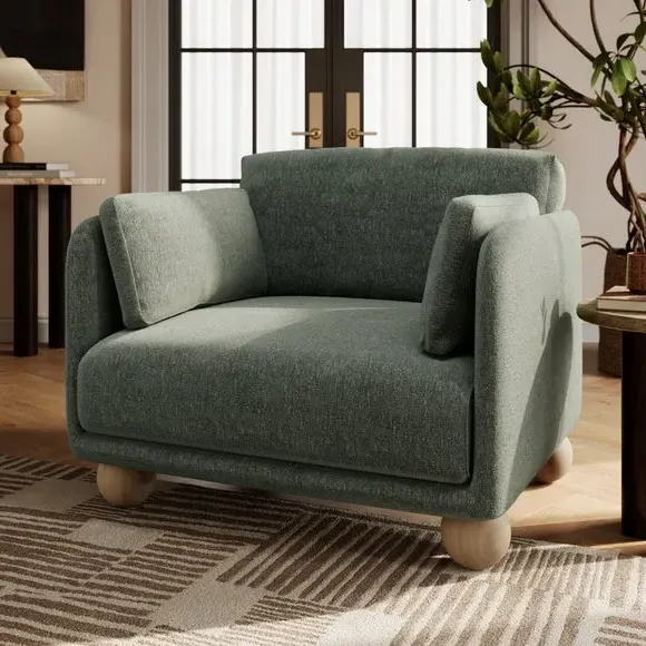 Snuggle Chair with Ball Feet - Bottle Green, Chenille image