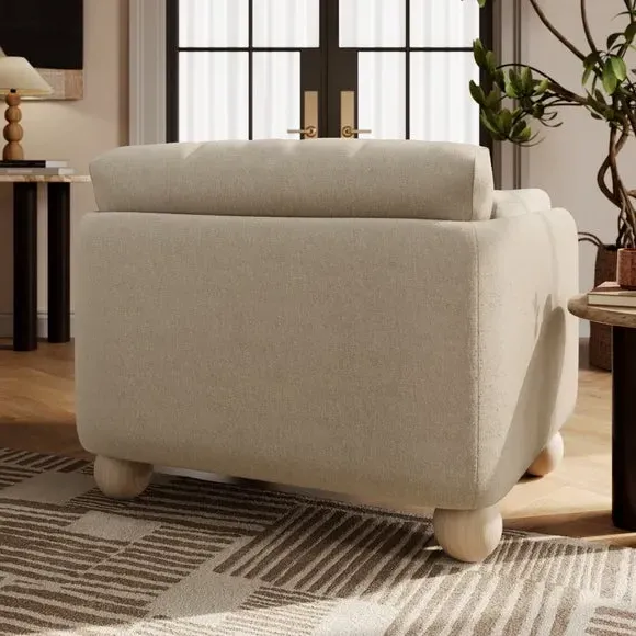 Snuggle Chair with Ball Feet - Natural, Chenille