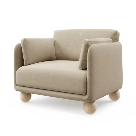 Snuggle Chair with Ball Feet - Natural, Chenille