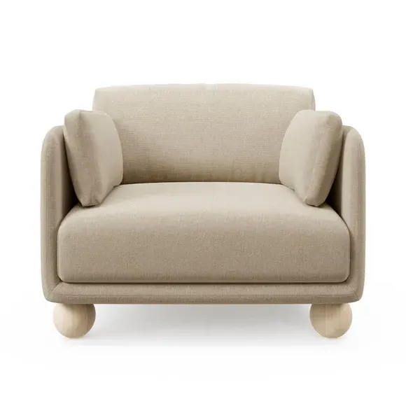 Snuggle Chair with Ball Feet - Natural, Chenille